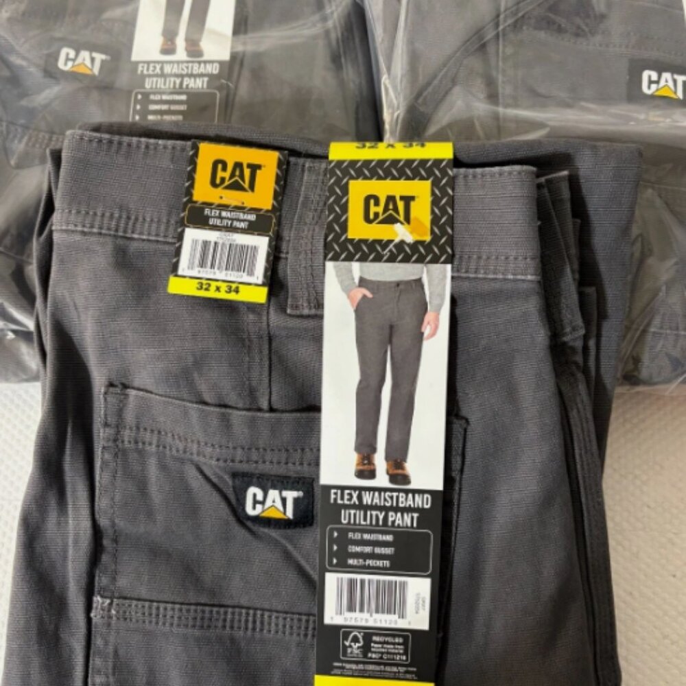 NWT ~ GREY ~ CAT Men's Utility Work Pants MSRP$69.99 LIGHT , COMFY & DURABLE